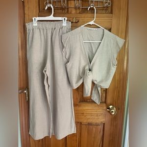 Two piece linen-like set from Abercrombie and Fitch.
